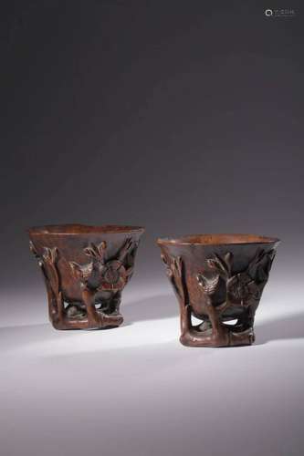 Pair Of Agalloch ‘Pine, Bamboo And Plum Blossom’ Cups