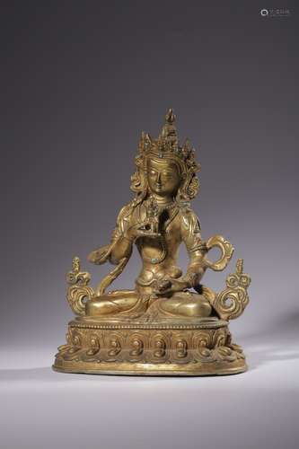 Gems Inlaid Gilt-Bronze Figure Of Vajradhara