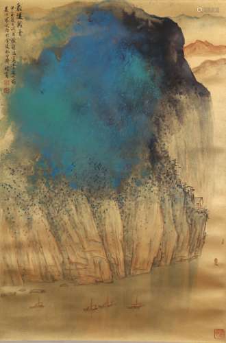 Song Wenzhi, Chinese Boating In Jinling Painting On Golden P...