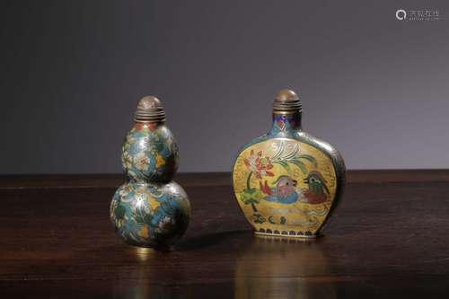 Two Cloisonne Enamel Snuff Bottles, With Qianlong Mark