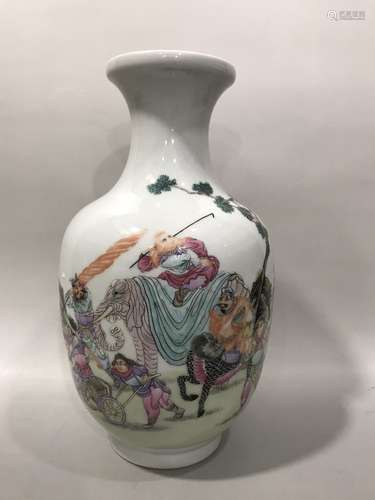 Famille Rose Figure Lantern-Shaped Vase