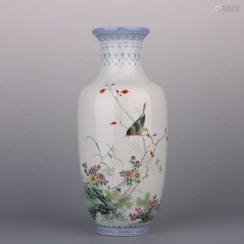 Famille Rose Flower And Bird Vase