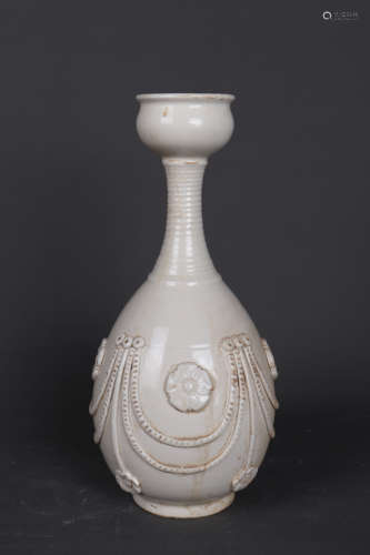 Ding Ware Applique-Decorated Floral Vase