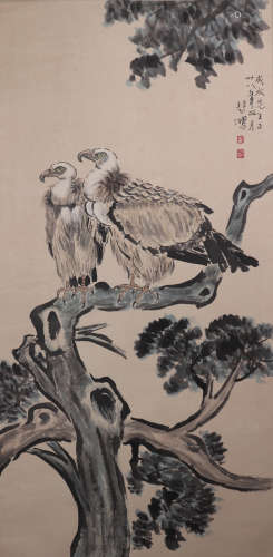 Xu Beihong, Chinese Eagles And Pine Painting