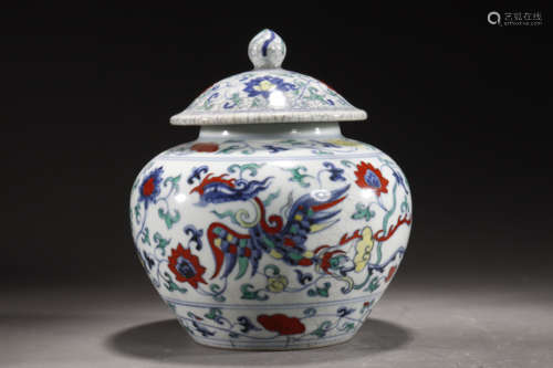 Doucai Phoenix And Flower ‘Tian’ Style Jar