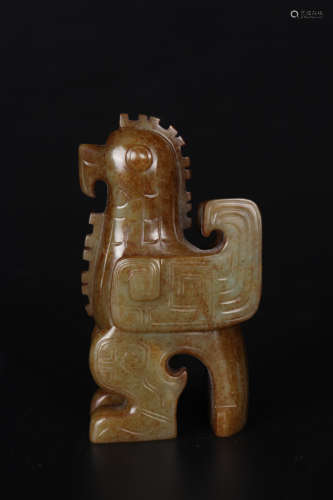 Brownish Jade Carving Of Bird