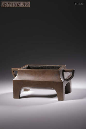Bronze Double-Eared Censer, With Xuande Mark