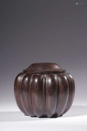 Sandalwood Melon-Shaped Tea Caddy And Cover
