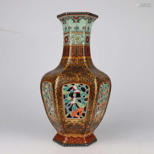 Teadust Glaze Openwork Hexagonal Vase