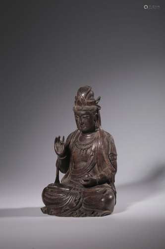 chinese bamboo seated figure of guanyin