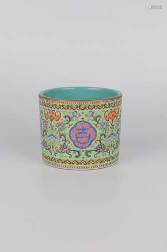 chinese famille rose porcelain brush pot