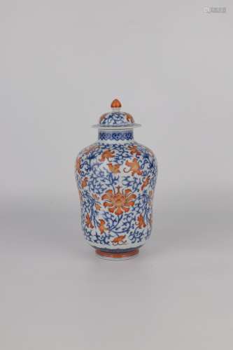 chinese blue and white underglaze-red porcelain vase