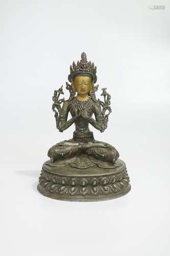 chinese gilt silver tara statue