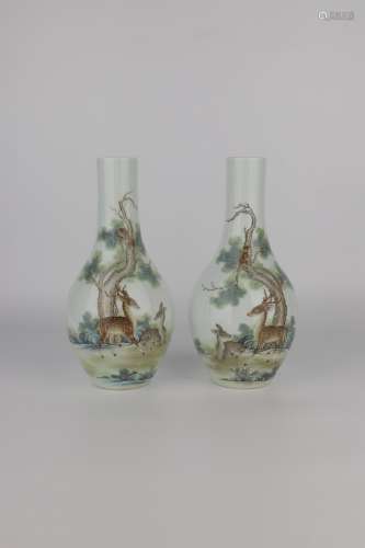 chinese famille rose porcelain bottle vases