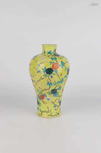 chinese yellow-ground famille rose porcelain meiping