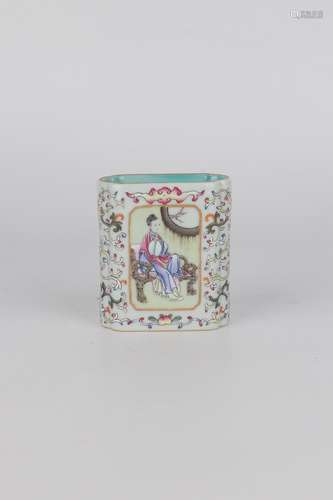 chinese famille rose porcelain brush pot