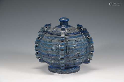 chinese lapis lazuli beast-mask censer