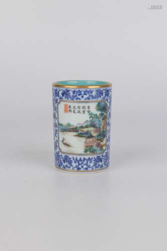 chinese famille rose porcelain brush pot