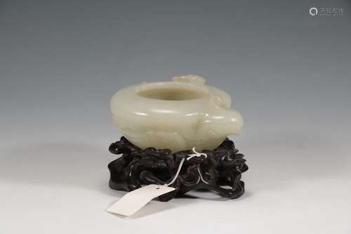 chinese hetian white jade water pot