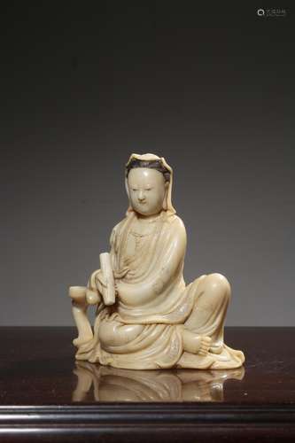 chinese shoushan stone seated guanyin statue