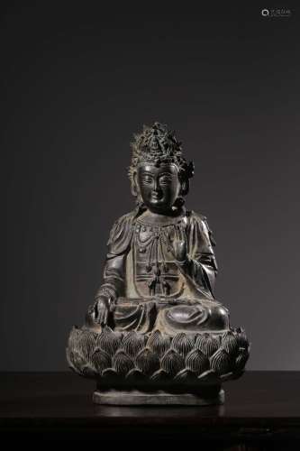 chinese bronze seated guanyin statue