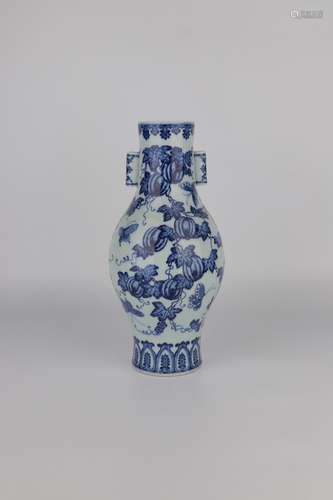 chinese blue and white porcelain handled vase