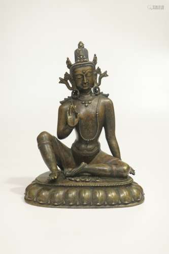 chinese alloy copper inlaid silver guanyin