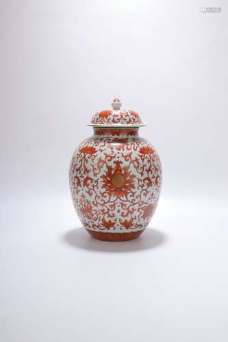 chinese copper-red glazed porcelain jar