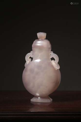 chinese natural agate vase with loop ring