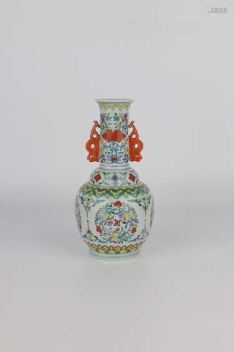 chinese doucai porcelain binaural vase