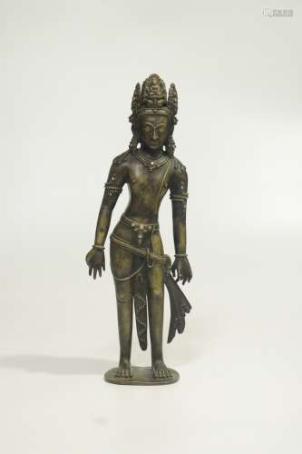 chinese alloy copper guanyin inlaid silver