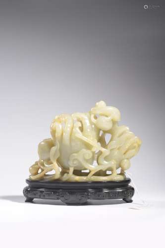 chinese hetian jade finger citron with red sandalwood base