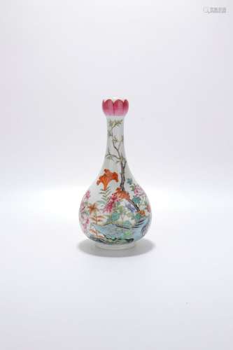 chinese famille rose porcelain garlic-head vase