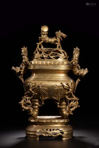 chinese bronze censer with base
