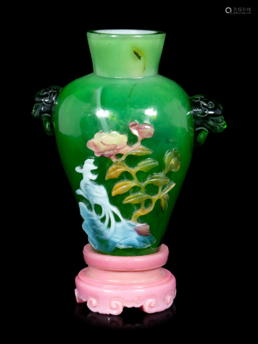 A Chinese Multi-Colored Overlay Transparent Green Glass