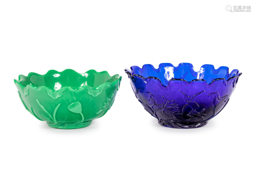 Two Chinese 'Lotus' Glass Bowls