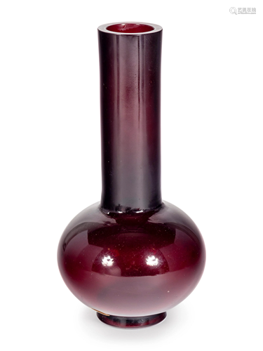 A Chinese Transparent Ruby-Red Glass Bottle Vase