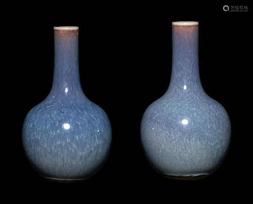 A Pair of Chinese Flambé Glazed Miniature Bottle