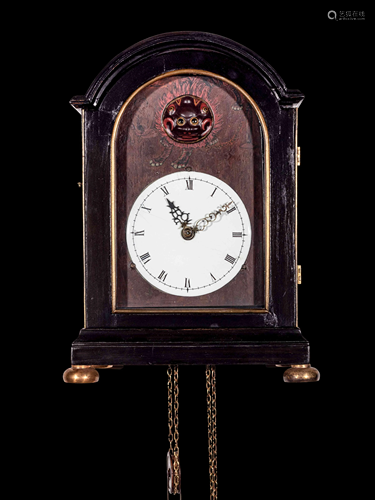 A Japanese Ebonized Cased Lantern Clock with Gourd-Form