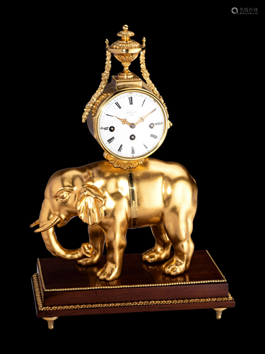 A French Gilt Bronze Elephant Clock, Jean-Antoine