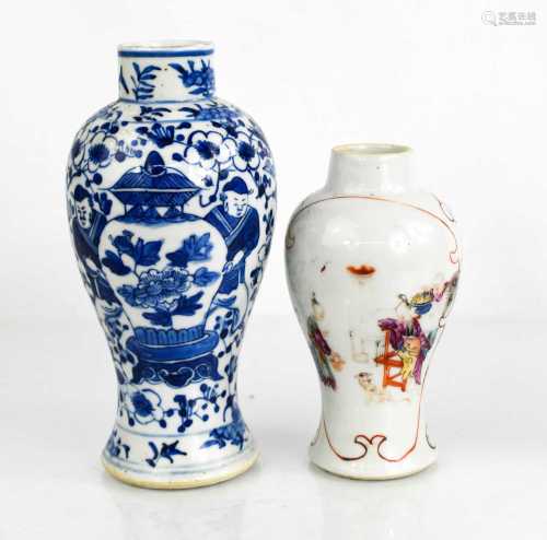 A 19th century Chinese baluster vase, with four blue marks t...
