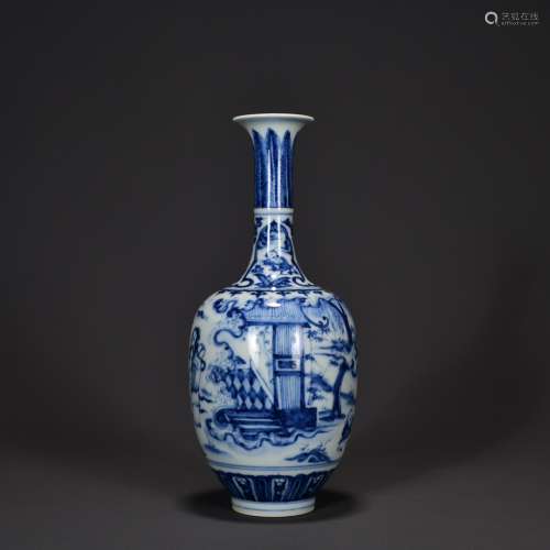 Chinese Ming Dynasty Chenghua Blue And White Porcelain Bottl...