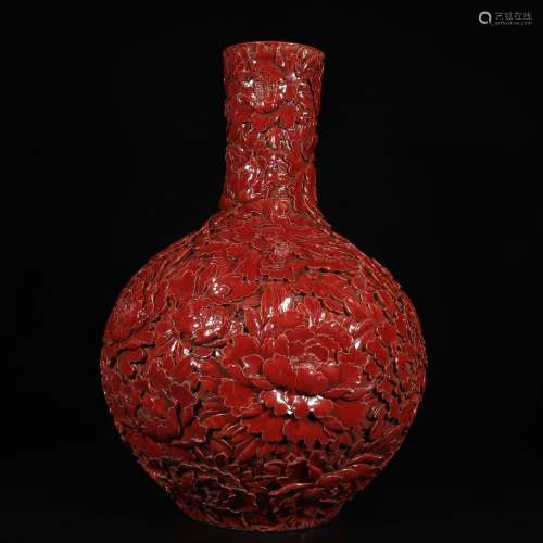 Chinese Qing Dynasty Qianlong Wooden-Body Lacquer Carving Bo...