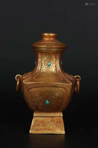 Chinese Bronze Gold Gilded Furnace