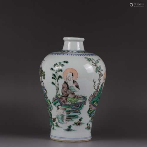 Chinese Qing Dynasty Kangxi Verte Rose Porcelain 