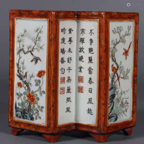 Chinese Qing Dynasty Qianlong Porcelain Brush Pot