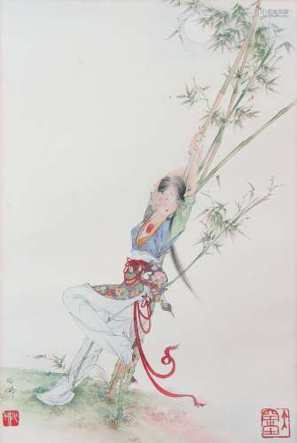 Chinese Ink Painting Of Figure - Hu Yefo