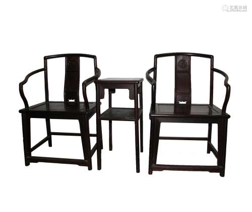 Chinese Qing Dynasty Zitan Rosewood Chair