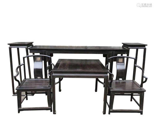 Chinese A Set Of 6 Zitan Rosewood Furnitures