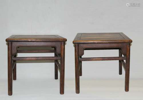 Chinese A Pair Of Ming Dynasty Huanghuali Wooden Square Benc...